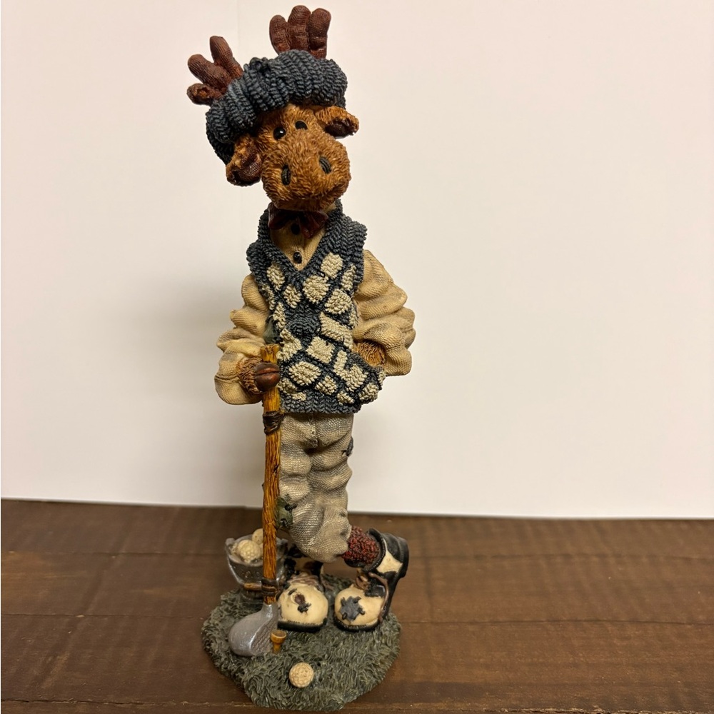 Boyd’s Bears Style 2838 - Ziggy -Charming Moose Golfer Figurine - Gray and Brown